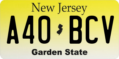 NJ license plate A40BCV