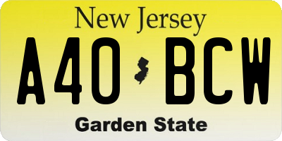 NJ license plate A40BCW
