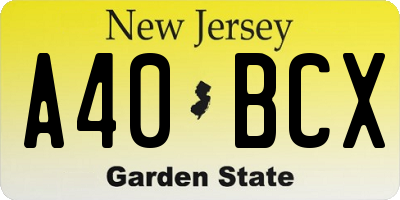 NJ license plate A40BCX