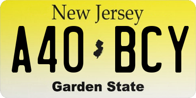 NJ license plate A40BCY