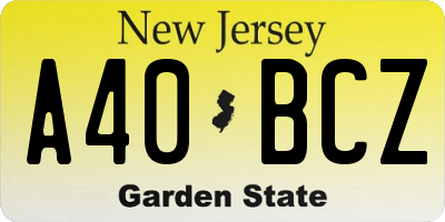 NJ license plate A40BCZ