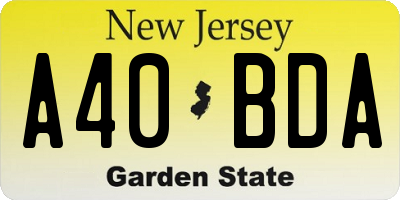 NJ license plate A40BDA