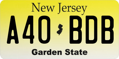 NJ license plate A40BDB