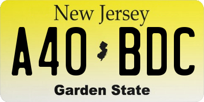 NJ license plate A40BDC