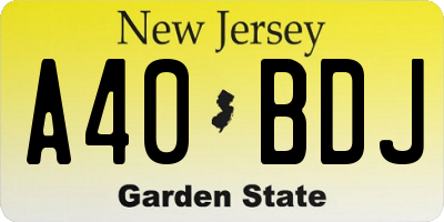 NJ license plate A40BDJ