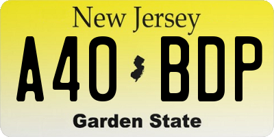 NJ license plate A40BDP