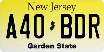 NJ license plate A40BDR