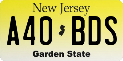 NJ license plate A40BDS