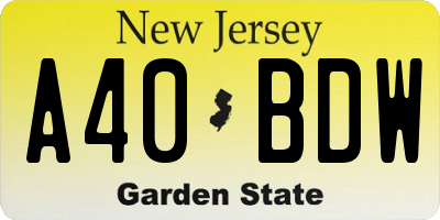 NJ license plate A40BDW