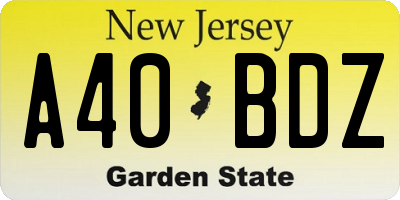 NJ license plate A40BDZ