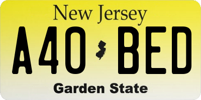 NJ license plate A40BED