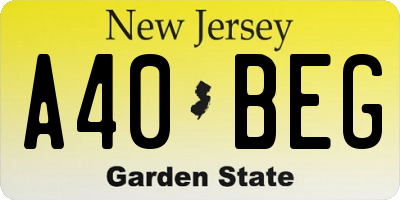 NJ license plate A40BEG
