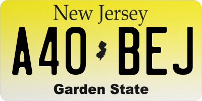 NJ license plate A40BEJ