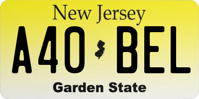 NJ license plate A40BEL