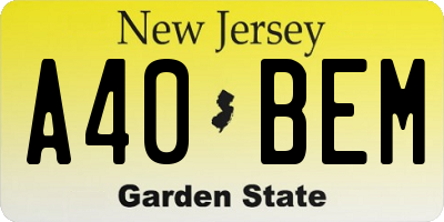 NJ license plate A40BEM