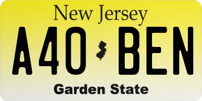 NJ license plate A40BEN