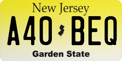 NJ license plate A40BEQ