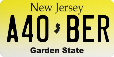 NJ license plate A40BER