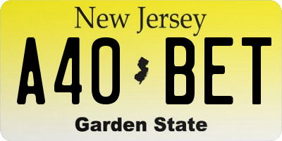 NJ license plate A40BET