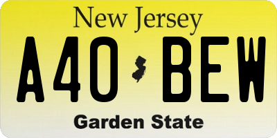 NJ license plate A40BEW