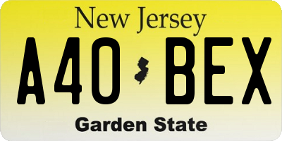 NJ license plate A40BEX