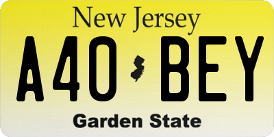 NJ license plate A40BEY