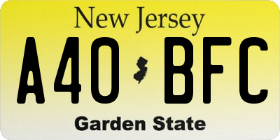 NJ license plate A40BFC