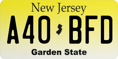 NJ license plate A40BFD