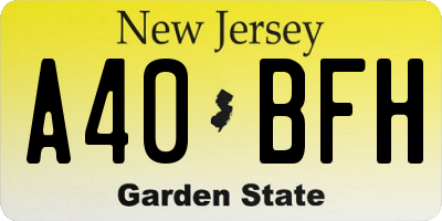 NJ license plate A40BFH