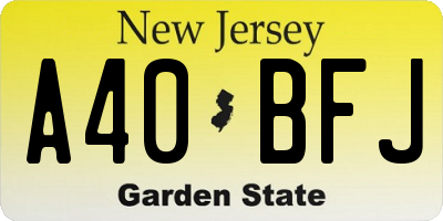 NJ license plate A40BFJ