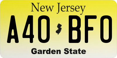 NJ license plate A40BFO