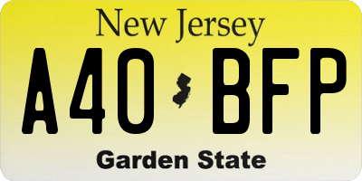 NJ license plate A40BFP