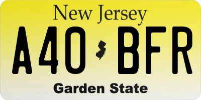 NJ license plate A40BFR