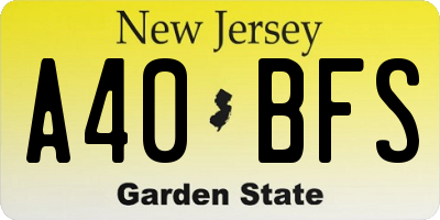NJ license plate A40BFS