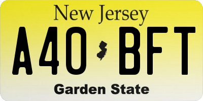 NJ license plate A40BFT
