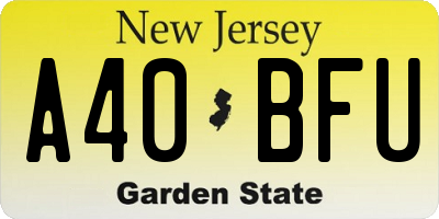 NJ license plate A40BFU