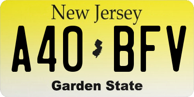 NJ license plate A40BFV