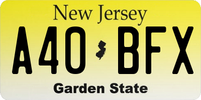 NJ license plate A40BFX