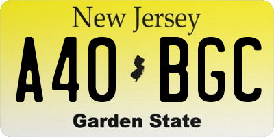 NJ license plate A40BGC