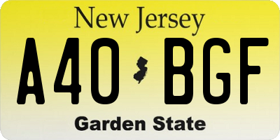 NJ license plate A40BGF