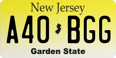 NJ license plate A40BGG