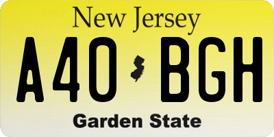 NJ license plate A40BGH