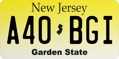 NJ license plate A40BGI