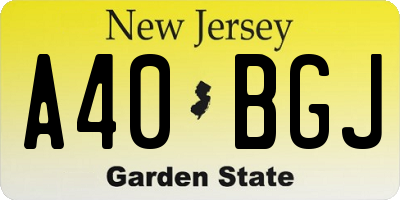 NJ license plate A40BGJ