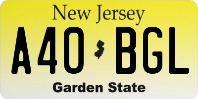 NJ license plate A40BGL