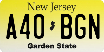 NJ license plate A40BGN
