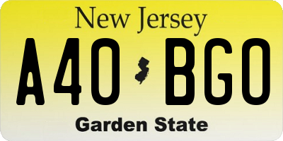 NJ license plate A40BGO