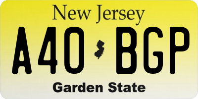 NJ license plate A40BGP