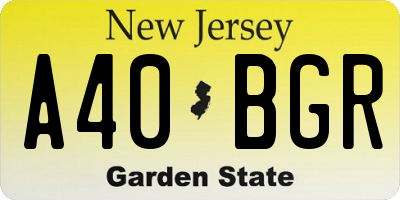 NJ license plate A40BGR