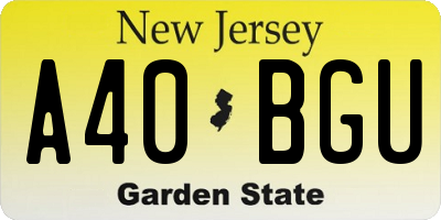 NJ license plate A40BGU